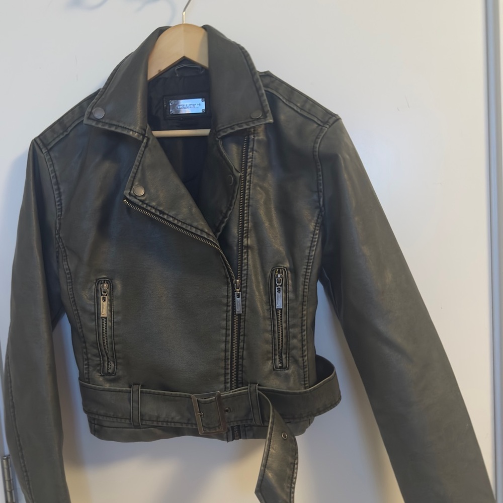 Jou Jou Black Vegan Leather-Moto Style Jacket